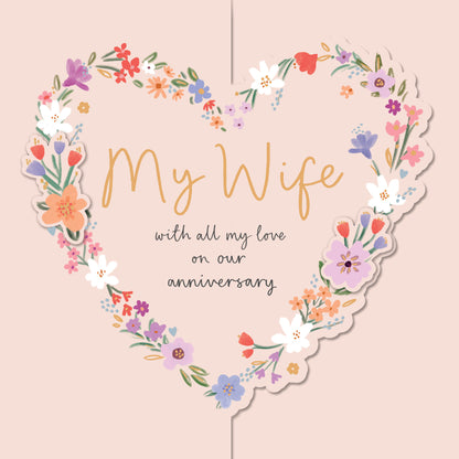 Hand Finished Greeting Cards Anniversary Wedding Wife  Carlton Core Line