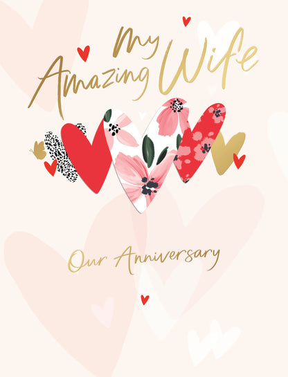 Hand Finished Greeting Cards Anniversary Wedding Wife  Carlton Core Line