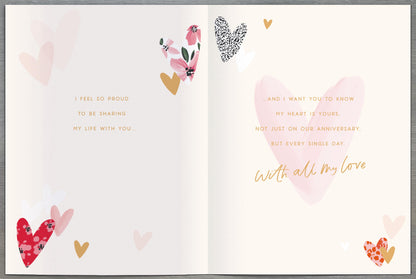 Hand Finished Greeting Cards Anniversary Wedding Wife  Carlton Core Line