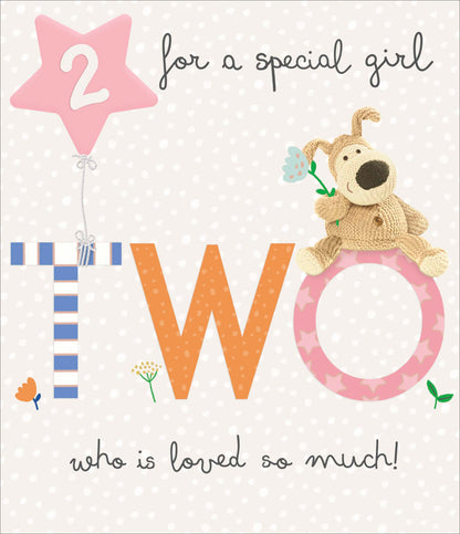 Standard Greeting Cards Birthday 2 Year Girl Cute Boofle