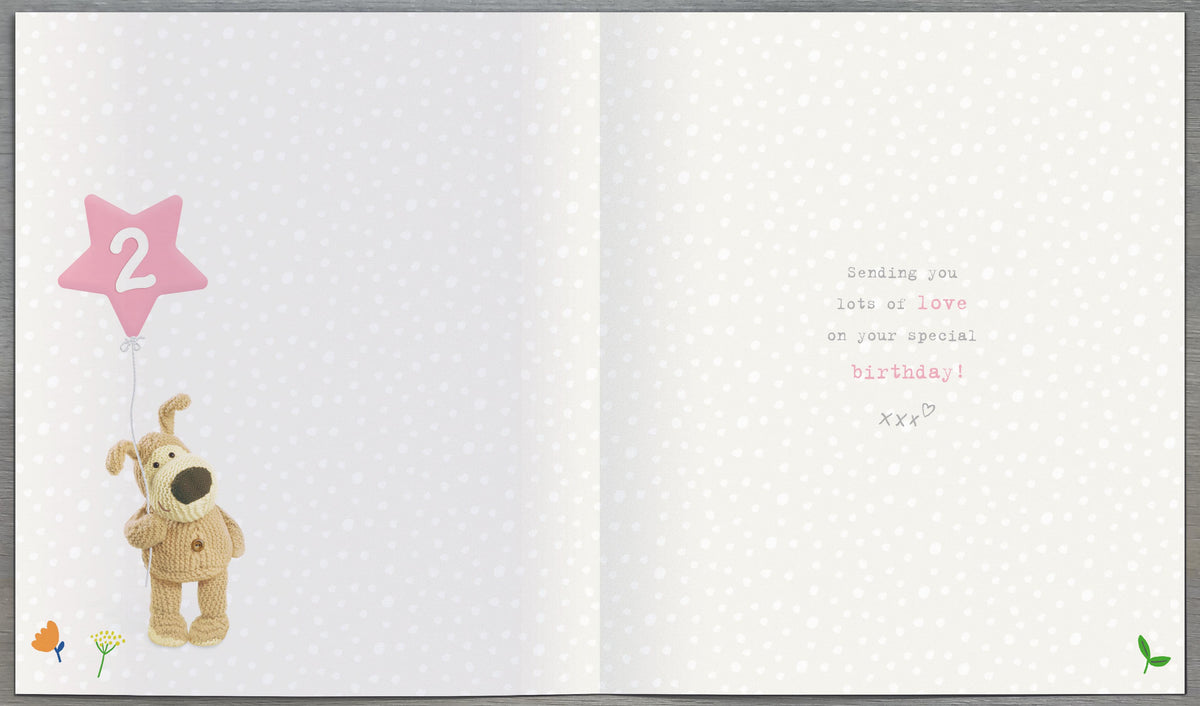 Standard Greeting Cards Birthday 2 Year Girl Cute Boofle