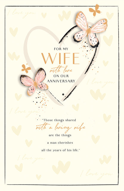 Hand Finished Greeting Cards Anniversary Wedding Wife  Gibson Core Line