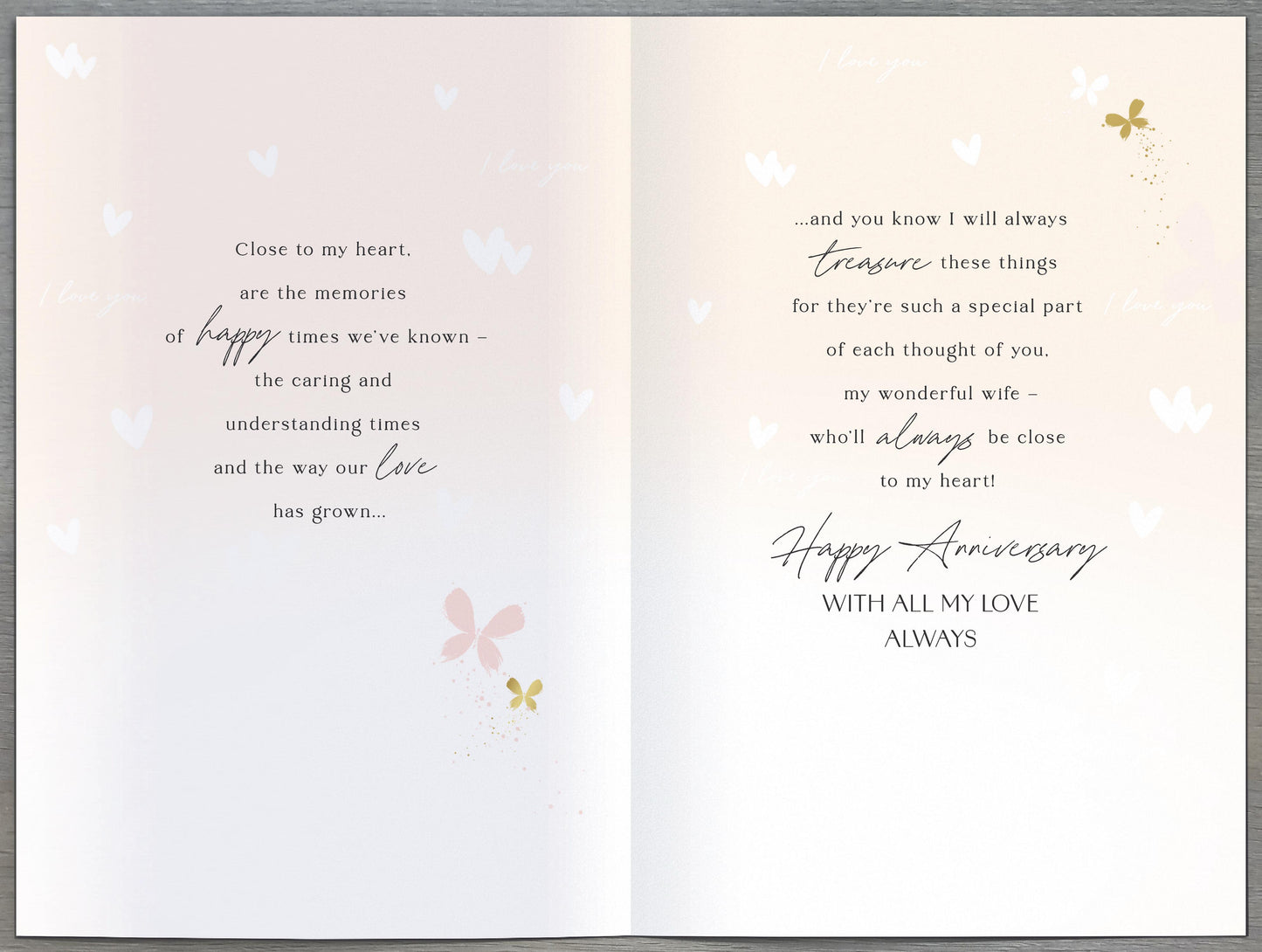 Hand Finished Greeting Cards Anniversary Wedding Wife  Gibson Core Line