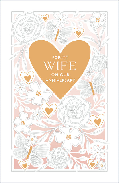Hand Finished Greeting Cards Anniversary Wedding Wife  Carlton Core Line
