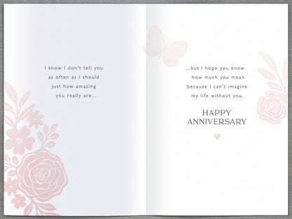 Hand Finished Greeting Cards Anniversary Wedding Wife  Carlton Core Line