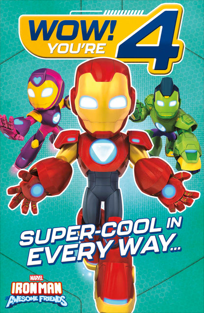 Standard Greeting Cards Birthday 4 Year Boy Juvenile Disney Iron Man and his Awesome Friends