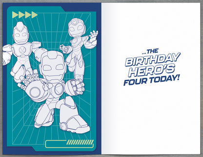 Standard Greeting Cards Birthday 4 Year Boy Juvenile Disney Iron Man and his Awesome Friends
