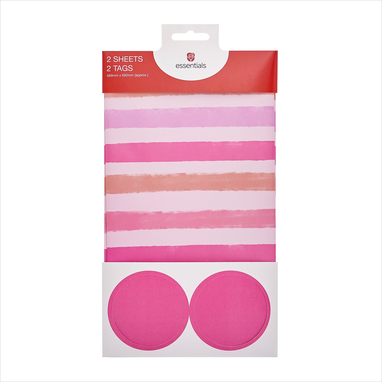 2 Sheet 2 Tag Greeting Cards Open Fem  Essentials Pink Stripe