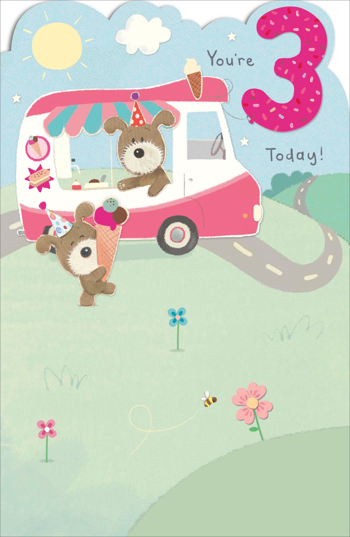 Standard Greeting Cards Birthday 3 Year Juvenile Lots of Woof