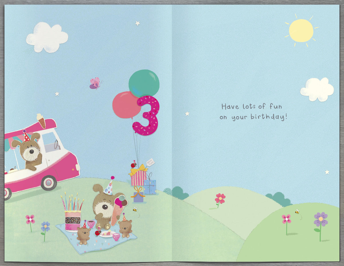 Standard Greeting Cards Birthday 3 Year Juvenile Lots of Woof