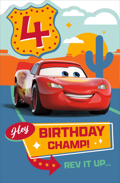 Standard Greeting Cards Birthday 4 Year Boy Juvenile Disney Cars