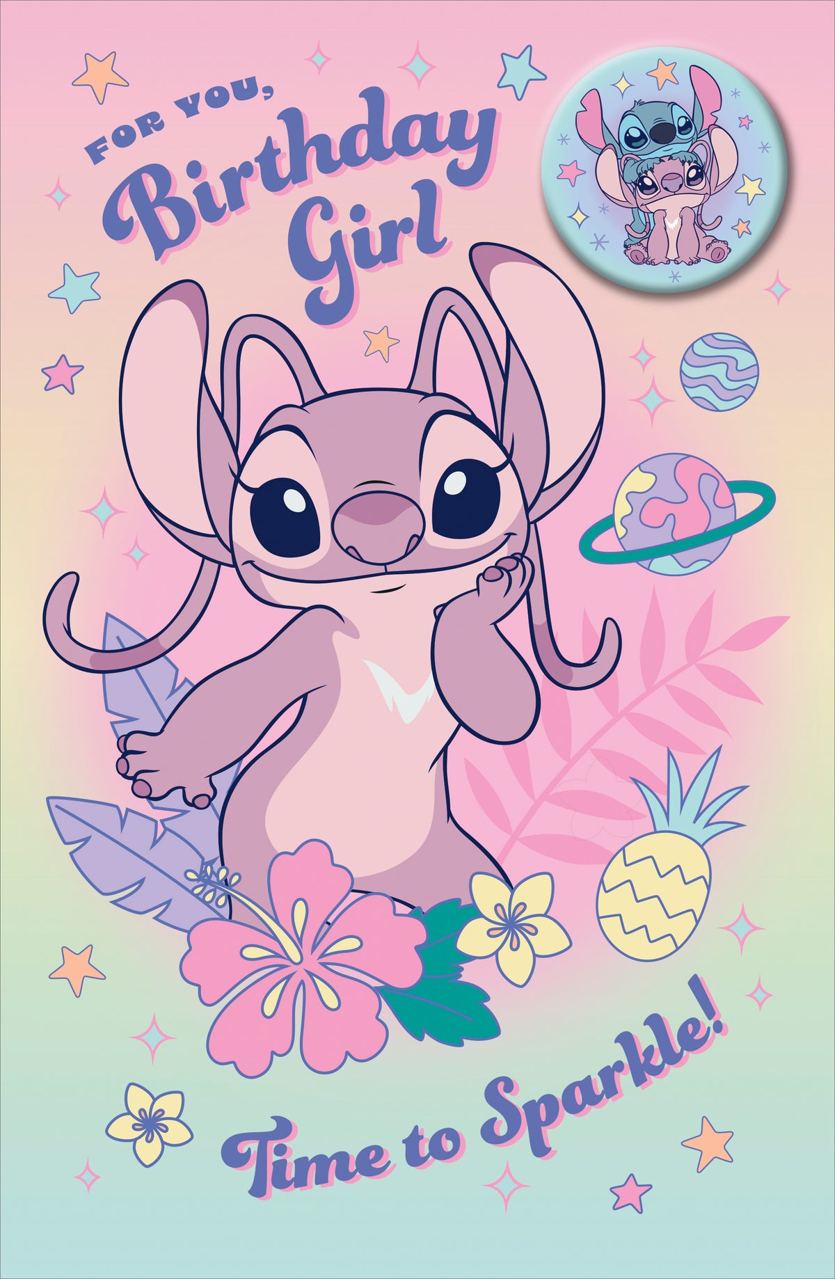 Badge Greeting Cards Birthday Girl Juvenile Disney Lilo and Stitch