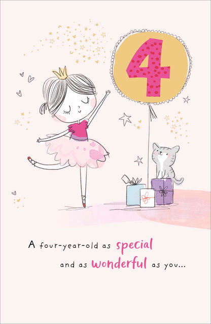 Standard Greeting Cards Birthday 4 Year Girl Juvenile Alana Rose