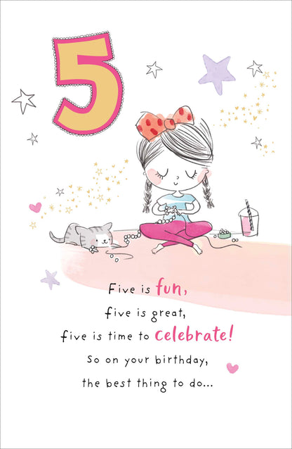 Standard Greeting Cards Birthday 5 Year Girl Juvenile Alana Rose