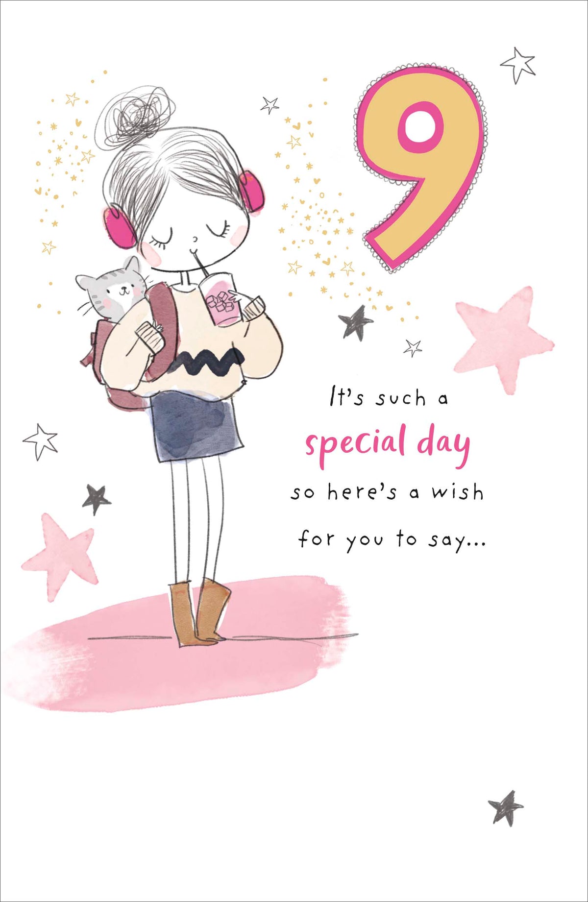Standard Greeting Cards Birthday 9 Year Girl Juvenile Alana Rose