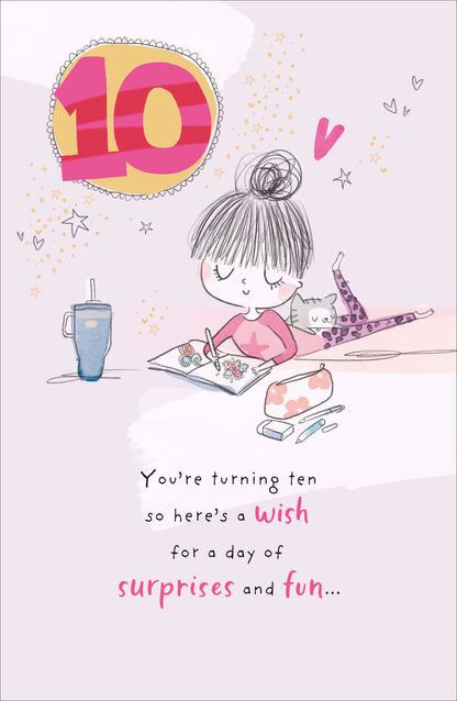 Standard Greeting Cards Birthday 10 Year Girl Juvenile Alana Rose