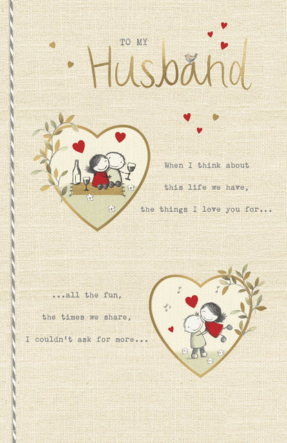 Hand Finished Greeting Cards Birthday Husband Cute Two of Us