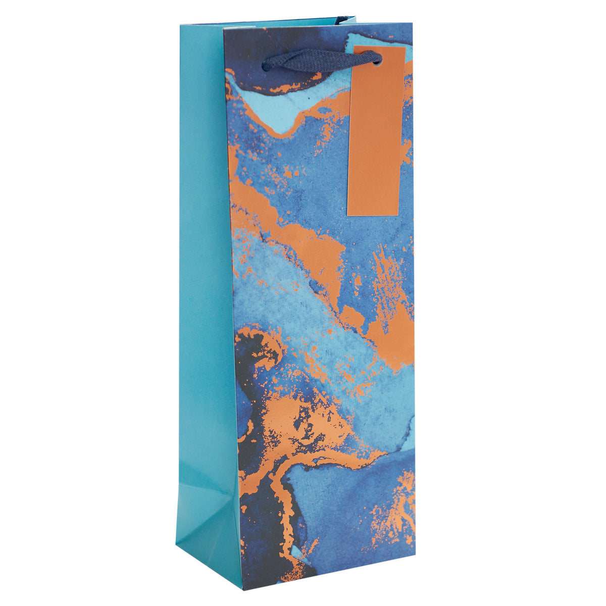 Gift Bag Bottle Greeting Cards Open Masc  Blue Marble