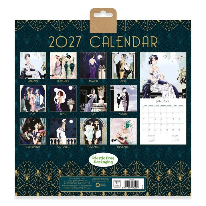 Official Claire Coxon Art Deco 2027 Square Wall Calendar