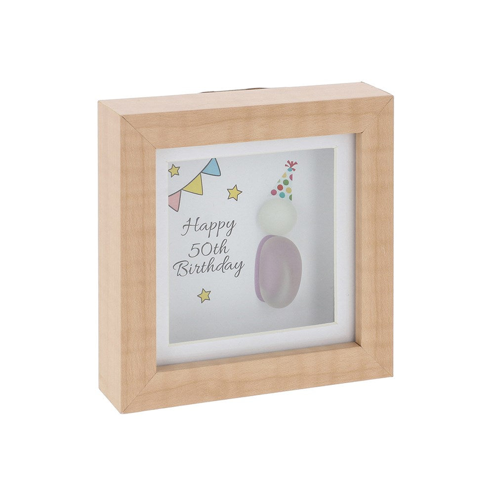 Pebble Glass Mini Plaque 50th