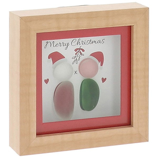 Pebble Glass Mini Plaque Xmas Couple