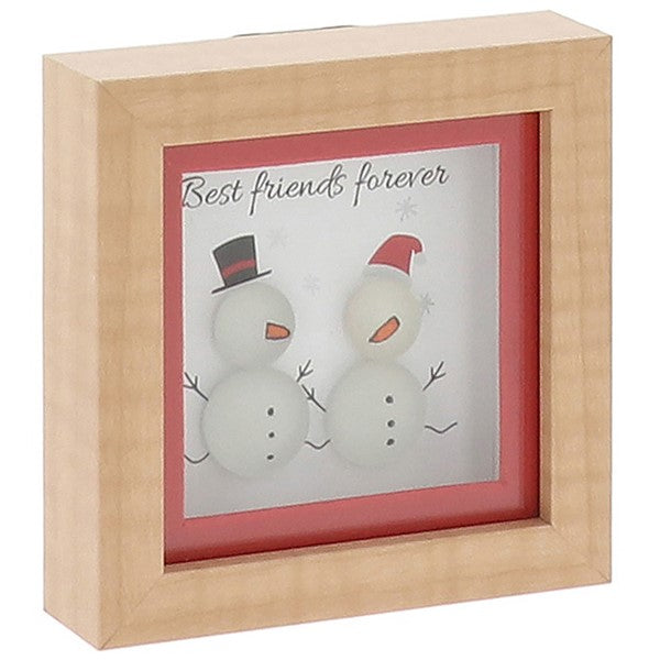 Pebble Glass Mini Plaque Xmas Snowman