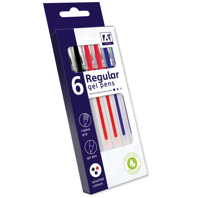 A* Regular Gel Pens Pack of 6 Asstd Clrs
