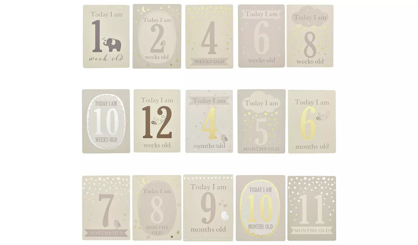 Bambino Little Star Baby Milestone Cards with foil
