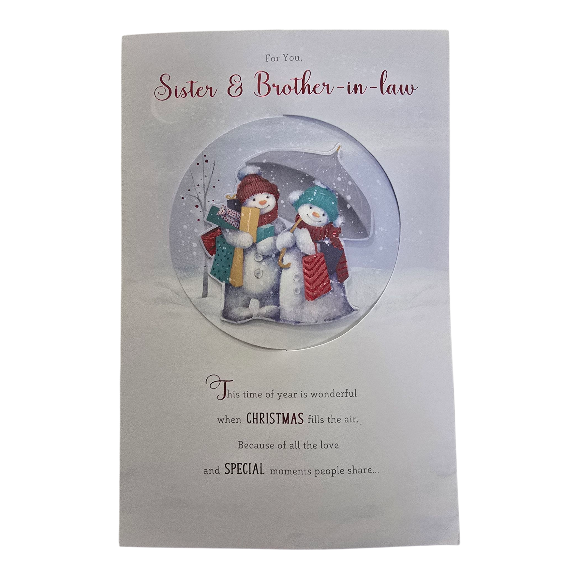 Counter Card Hand Finished Xmas Sister &