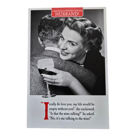 HusbandWoman hugging a man, holding a glass of wine