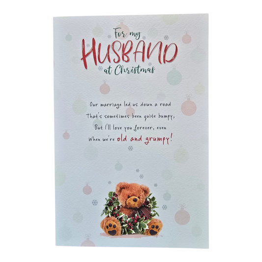 HusbandTeddy wearing a Christmas wreath with poem