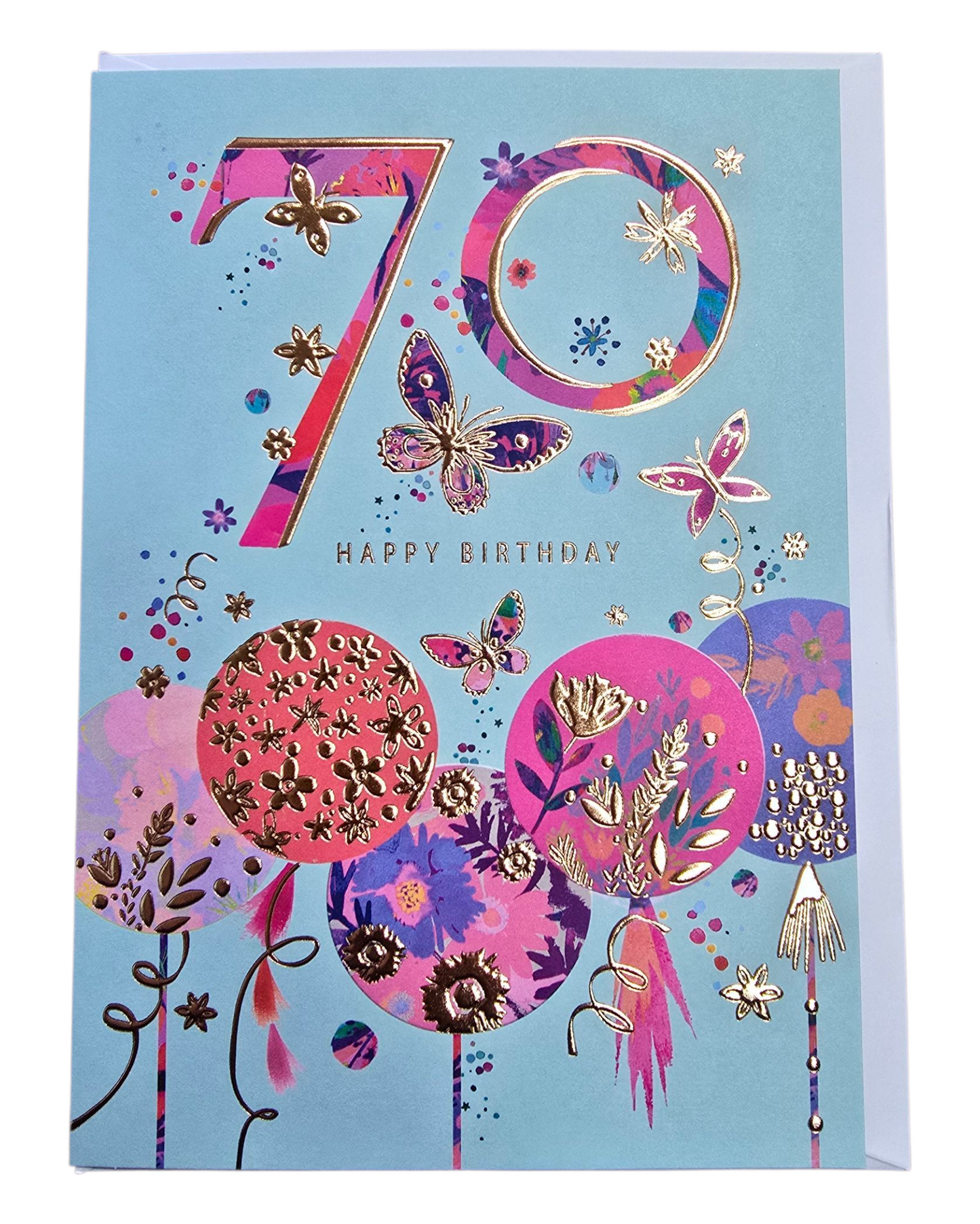 T240 Age 70 - Female Patterned & Foiled Large Number With Balloons
