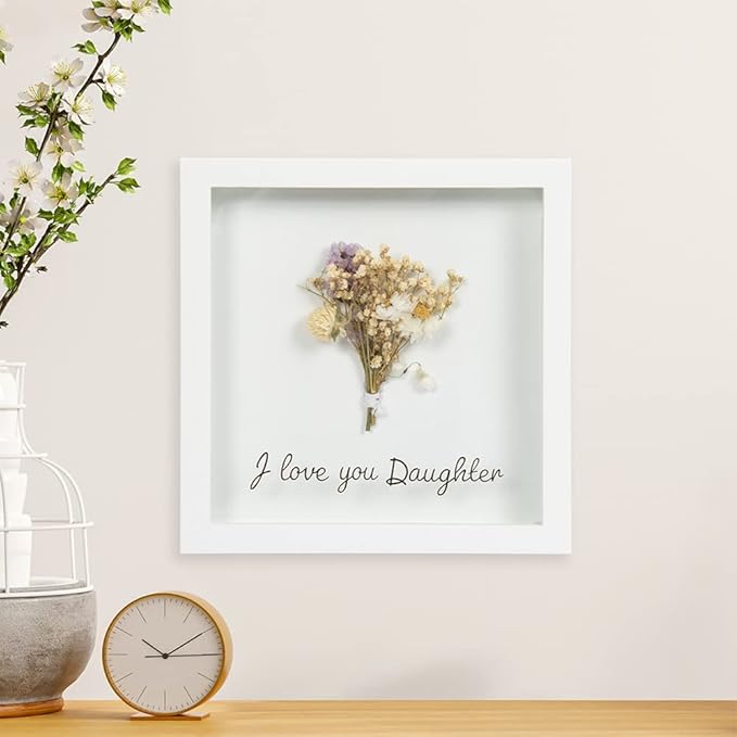 Box Frame Dried Foliage Flower Decorative Plaque Gift - I Love You Daughter