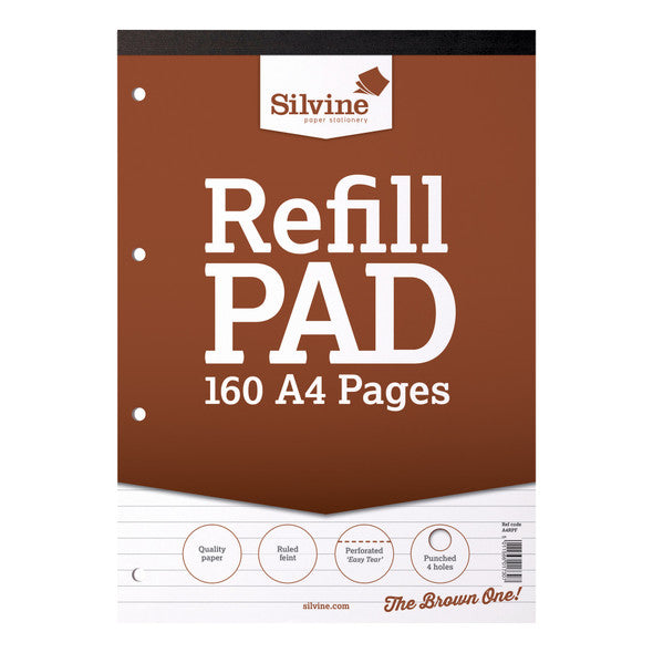 Silvine A4 Refill Pad 160 Pages Feint Brown