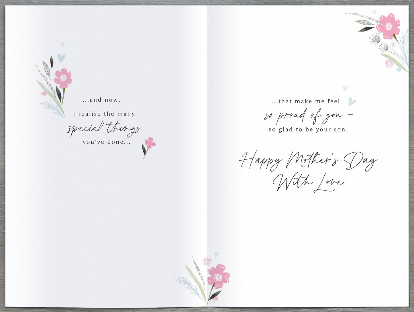 Hand Finished Greeting Cards Mum From Son  Gibson Core Line