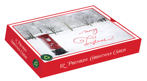 MISTLETOE PRESS LARGE SLIM 12in PREMIUM "SLIDE" LUXURY BOXED DIE CUT CARDS - A WHITE CHRISTMAS