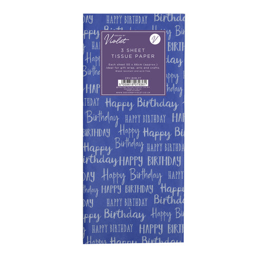 Tissue Paper, 3 Sheets 50x66cm HAPPY BIRTHDAY BLUE