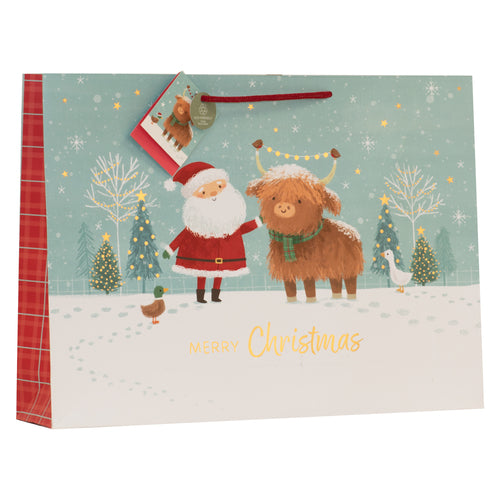 CHRISTMAS BY VIOLET EXTRA LARGE SHOPPER GIFT BAG - SANTA & DOUGAL