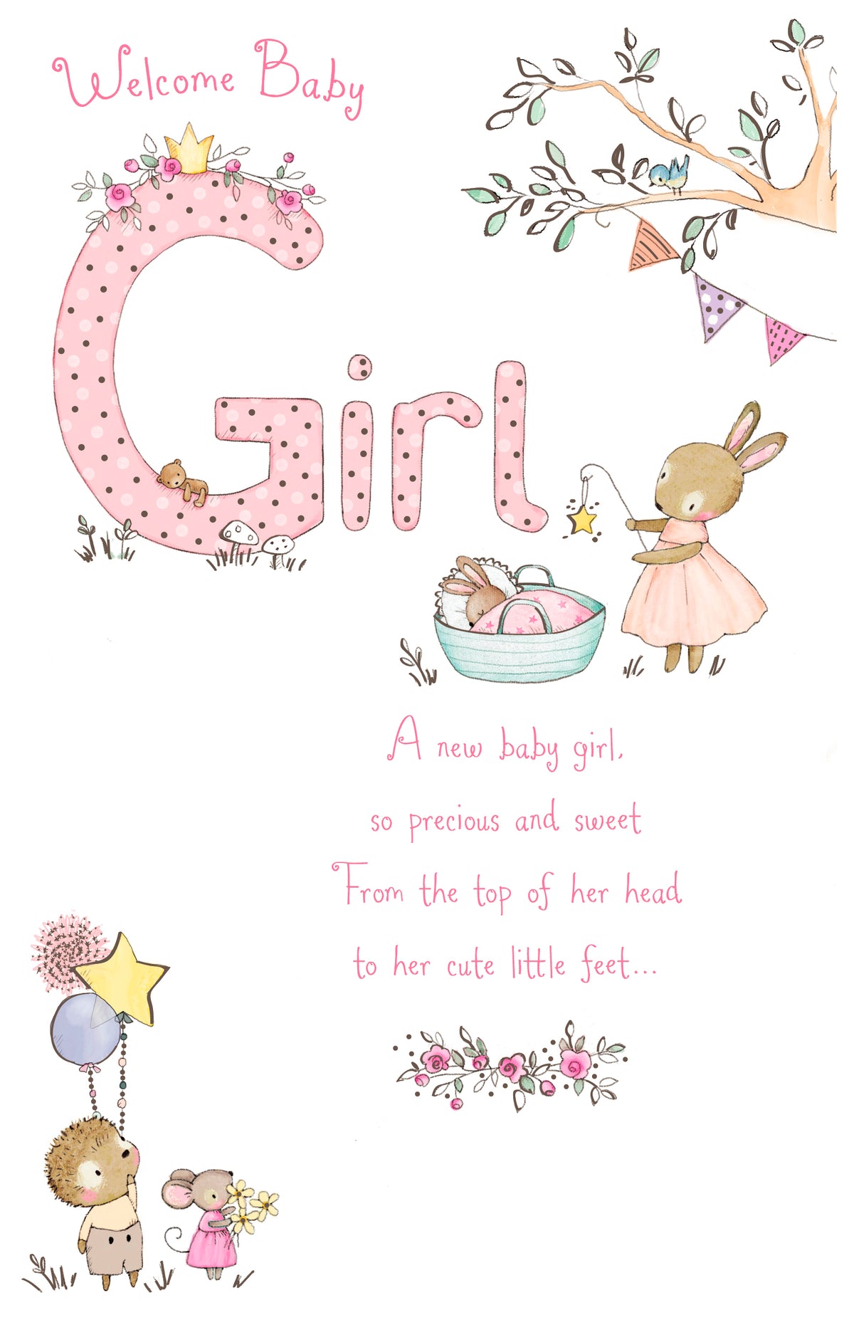 Standard Greeting Cards Birth Congratulations Girl Cute Gibson Core Line