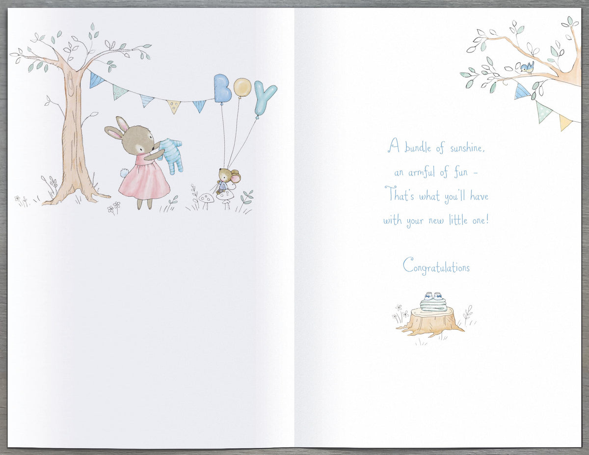 Standard Greeting Cards Birth Congratulations Boy Cute Gibson Core Line