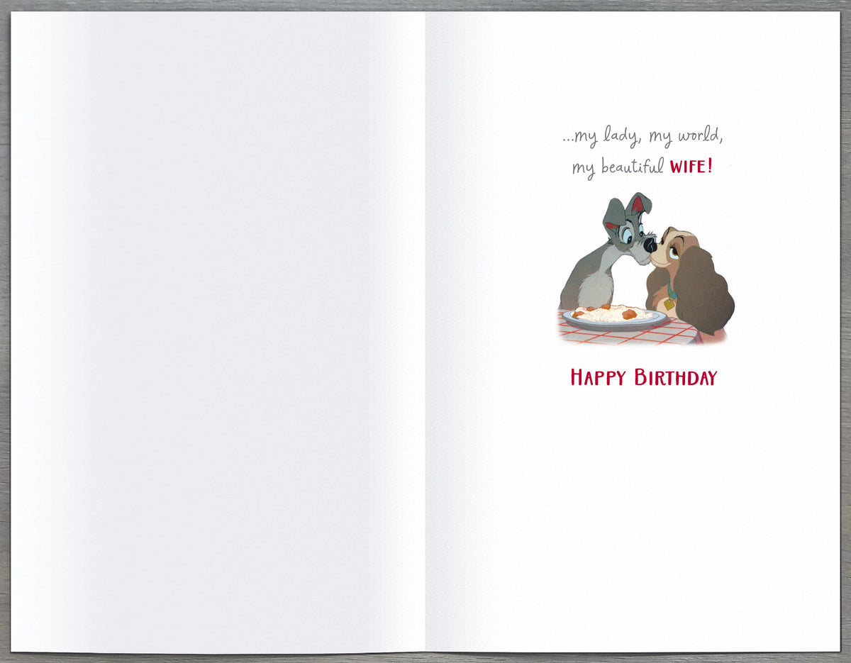 Hand Finished Greeting Cards Birthday Wife Cute Disney Lady And The Tramp