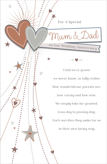 Hand Finished Greeting Cards Anniversary Wedding Mum & Dad  Daydreams