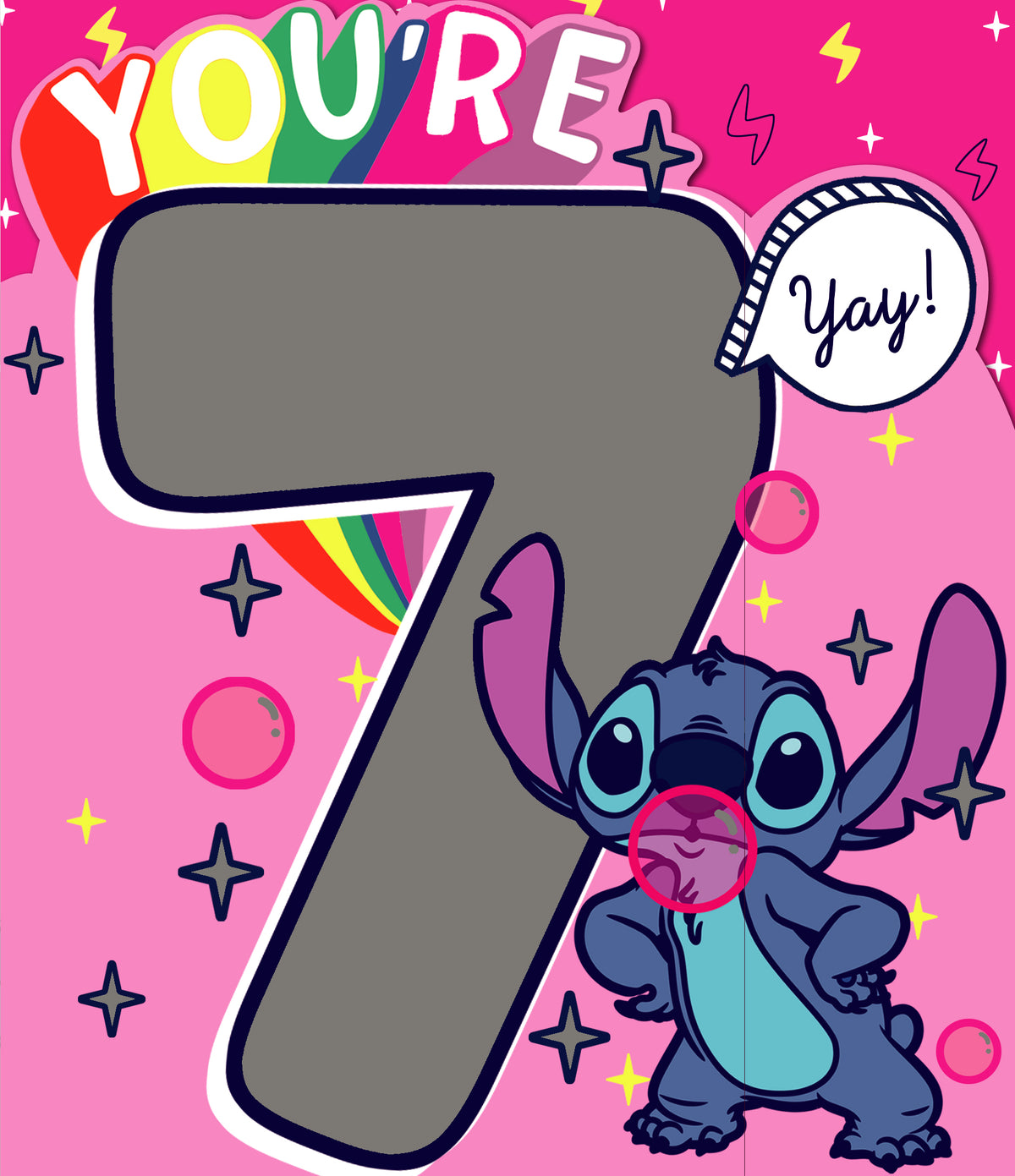 Standard Greeting Cards Birthday 7 Year Girl Juvenile Disney Lilo and Stitch