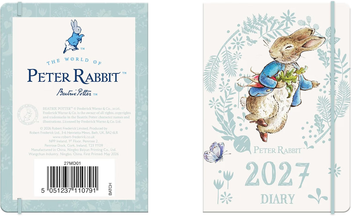 Peter Rabbit 2027 Mini Weekly Diary | Pocket-Sized Organiser with Elastic Strap Closure & Address Section | Official Beatrix Potter Diary