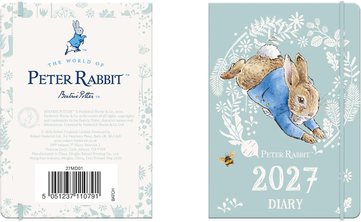 Peter Rabbit 2027 Mini Weekly Diary | Pocket-Sized Organiser with Elastic Strap Closure & Address Section | Official Beatrix Potter Diary