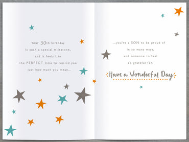 Standard Greeting Cards Birthday 30th Son  Gibson Core Line