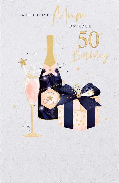 Standard Greeting Cards Birthday 50th Mum  Gibson Core Line