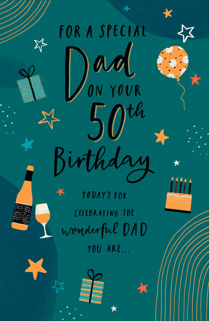 Standard Greeting Cards Birthday 50th Dad  Gibson Core Line