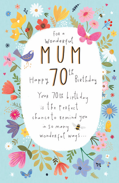 Standard Greeting Cards Birthday 70th Mum  Gibson Core Line