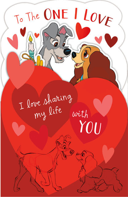 Hand Finished Greeting Cards One I Love Cute Disney Lady And The Tramp